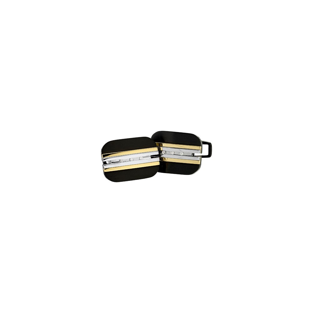 IBGoodman Stainless Steel Black and Yellow IP-Plated with Crystal Cuff Links fine designer jewelry for men and women