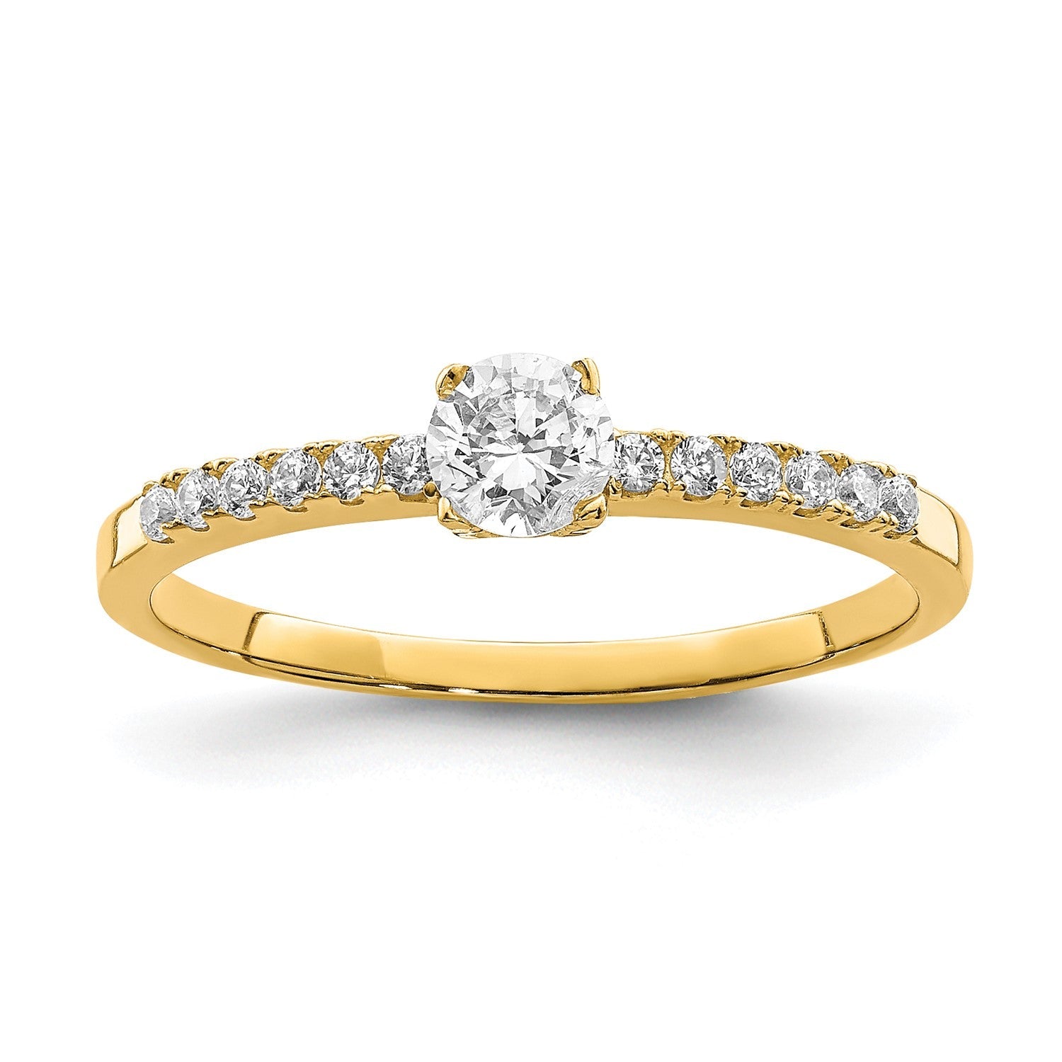 10k Real Yellow Solid Gold CZ Engagement Solitaire Ring