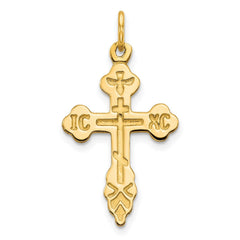 10K Yellow Gold Russian Eastern Orthodox Cross Crucifix Pendant Charm, 30x17mm - JewelryAffairs