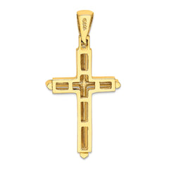 10k Yellow Gold Unisex Cross Charm Pendant - JewelryAffairs