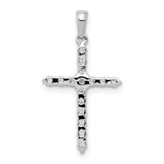 10K Real White Solid Gold High Polished 1/4ct. Diamond Cross Pendant Charm, 23x13mm