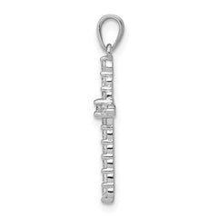 10K Real White Solid Gold High Polished 1/4ct. Diamond Cross Pendant Charm, 23x13mm
