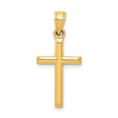 10k Real Yellow Gold High Polished Unisex Cross Pendant Charm,19x11mm