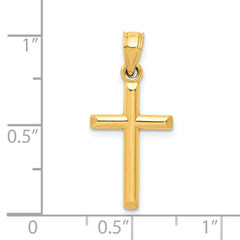 10k Real Yellow Gold High Polished Unisex Cross Pendant Charm,19x11mm