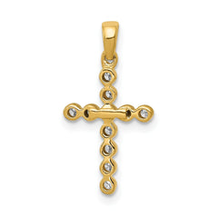 10K Real Yellow Solid Gold High Polished 1/10ct. Diamond Cross Pendant, 20x10mm