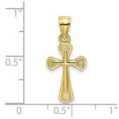 10k Real Yellow Solid Gold Solid Textured Cross Charm Pendant, 20x11mm