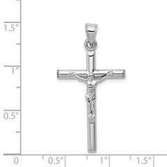 10k Solid White Gold Crucifix Jesus Cross Pendant, 32mm x 19mm