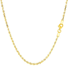 10k Yellow Real Solid Gold Diamond Cut Rope Chain Necklace, 2.0mm, 24