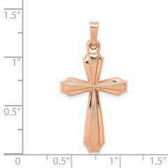 14K Rose Gold Textured and Polished Jesus Cross Pendant, 34x17mm