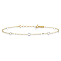 14k Real Solid Two-Tone Gold With Circle Charms 9 to 10 Adjustable Anklet