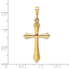 14k Real Solid Yellow Gold Passion Cross Unisex Pendant, 44x21mm