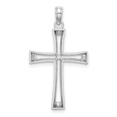 14K Real White Solid Gold High Polished and Cut-Out Cross Pendant Charm