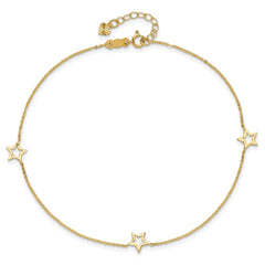 14k Real Yellow Gold Adjustable Star Charm 9 Inch to 10 Inch Adjustable Anklet