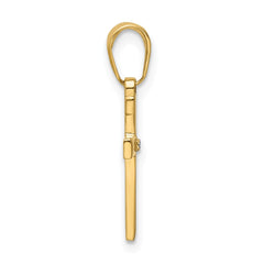 14k Real Yellow Gold and Rhodium D/C Cross Pendant Charm, 22x10mm