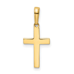14k Real Yellow Gold and Rhodium D/C Cross Pendant Charm, 22x10mm