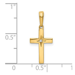 14k Real Yellow Gold and Rhodium D/C Cross Pendant Charm, 22x10mm
