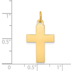 14K Real Yellow Gold High Polished Cross Pendant Charm, 29x15mm
