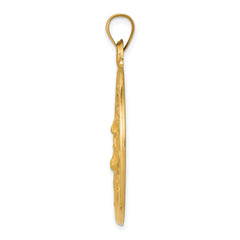 14k Real Yellow Gold Polished and Satin Face of Jesus Medal Pendant, 33x28mm