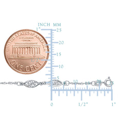 14K White Gold Fancy Ladies Anklet, 10