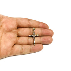 14k 2 Tone Gold Round Tube Crucifix Pendant - JewelryAffairs