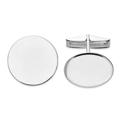 14k Real Gold WG Men's Circular Cuff Links - JewelryAffairs
