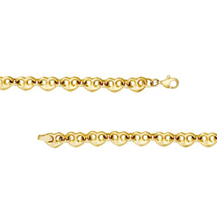 14k Real Yellow Puff Mariner Heart Charms Bracelet, 7.25 Inches - JewelryAffairs