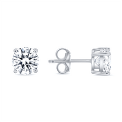 14k White Gold Round Diamond Stud Earrings - (G - H Color, SI2 Clarity) - JewelryAffairs