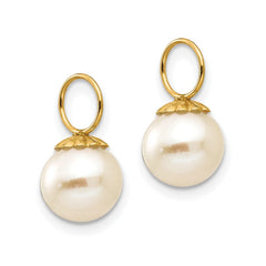 14K Yellow Gold Cultured Pearl Dangle Enhancers for Hoop Earrings - JewelryAffairs