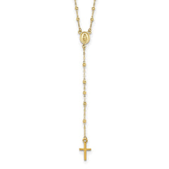 14k Yellow Gold High Polished Rosary Pendant Necklace, 17 to 20 Adjustable - JewelryAffairs