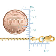 14k Yellow Gold Round Box Chain Necklace, 1.4mm - JewelryAffairs