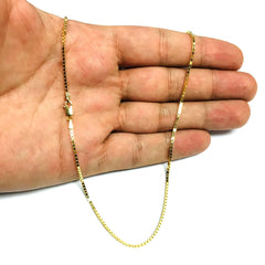 14k Yellow Solid Gold Mirror Box Chain Necklace, 1.4mm - JewelryAffairs