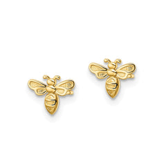 14k Yellow Gold Bumble Bee Post Stud Earrings