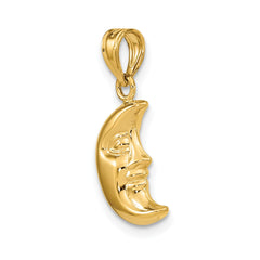 14k Yellow Gold Crescent Moon Pendant, 21x10mm