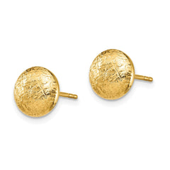 14K Yellow Gold Designer Ball Stud Earrings, 9mm