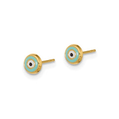 14K Yellow Gold Evil Eye Enamel Post Stud Earrings, 5mm