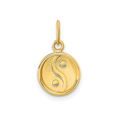 14K Yellow Gold Yin and Yang Enamel Pendant, 12mm