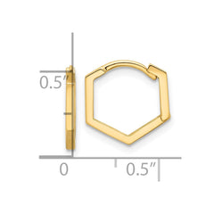 14K Yellow Gold High Polished Geometric Hoop Earrings, 13mm