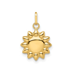 14k Yellow Gold High Polished Puffed Sun Pendant, 12mm