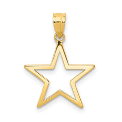 14k Yellow Gold High Polish Star Pendant, 17mm x 15mm