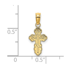 14K Yellow Gold Russian Eastern Orthodox Cross Crucifix Pendant Charm, 12x8mm