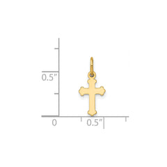 14k Yellow Real Gold Mini High Polished Cross Charm Pendant, 18x8mm