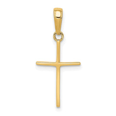 14k Yellow Solid Gold High Polished Cross Unisex Pendant, 24x11mm