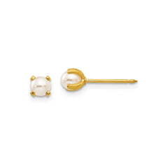 24k Gold Plated Stainless Steel Inverness 4mm Simulated Pearl Stud Earrings