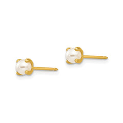 24k Gold Plated Stainless Steel Inverness 4mm Simulated Pearl Stud Earrings
