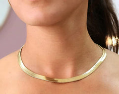 14k Yellow Real Solid Gold Imperial Herringbone Chain Necklace, 6.0mm, 18