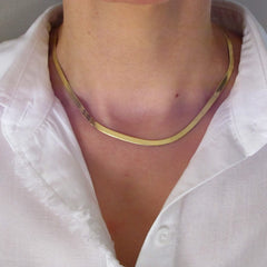 14k Yellow Solid Real Gold Imperial Herringbone Chain Necklace, 4.0mm