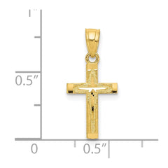 10k Yellow Gold Diamond Cut Cross Pendant, 20mm x 11mm