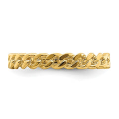 14k Yellow Gold Curb Chain Link Band Ring, Size 7