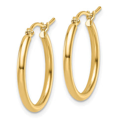 14k Yellow Gold High Polish Hoop Earrings, 2x20mm