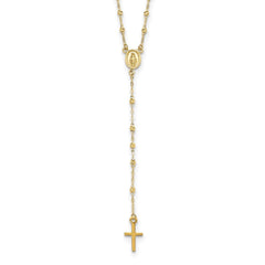 14k Yellow Gold High Polished Rosary Pendant Necklace, 17 to 20 Adjustable